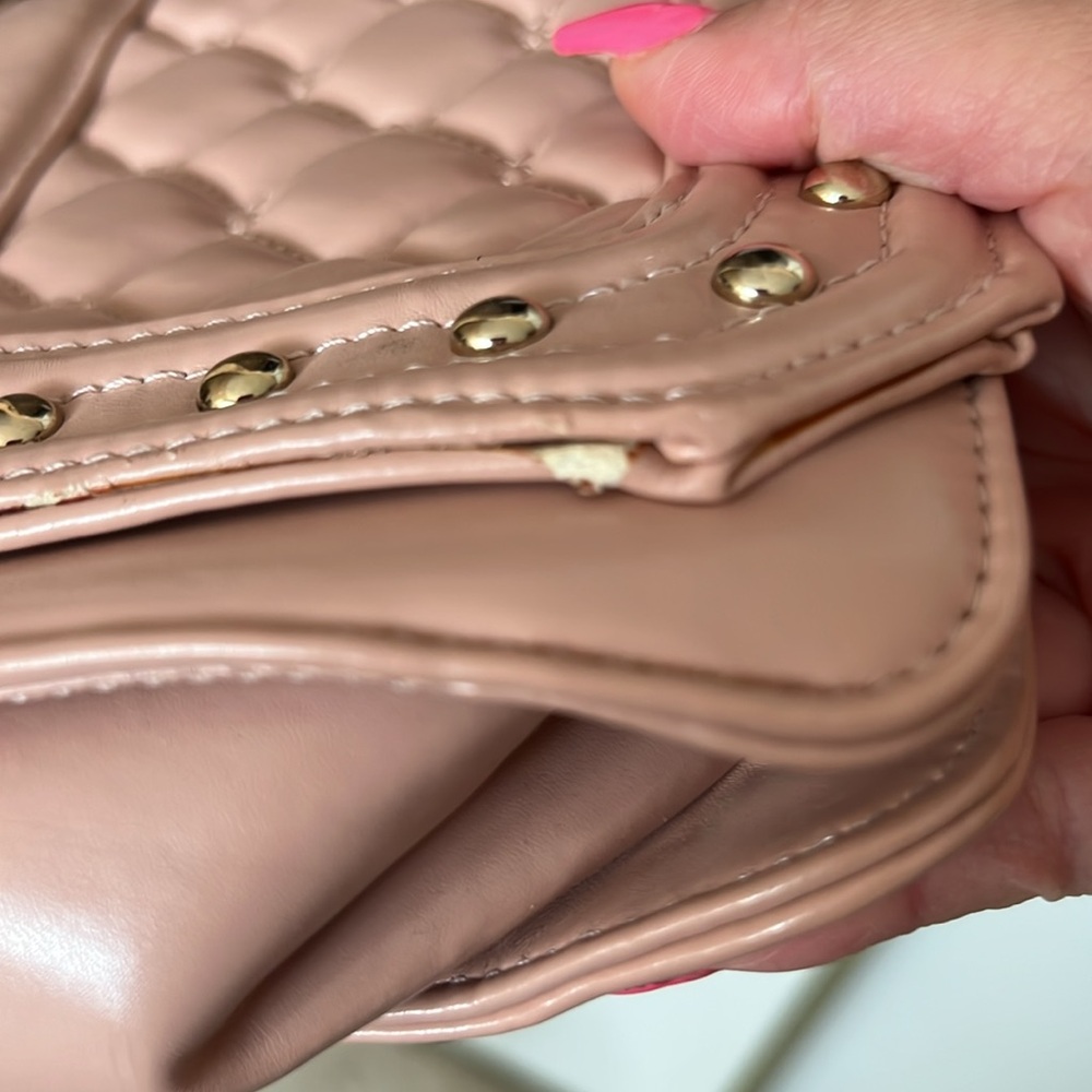 Bebe pink quilted gold chain crossbody bag with studs - Picture 16 of 17